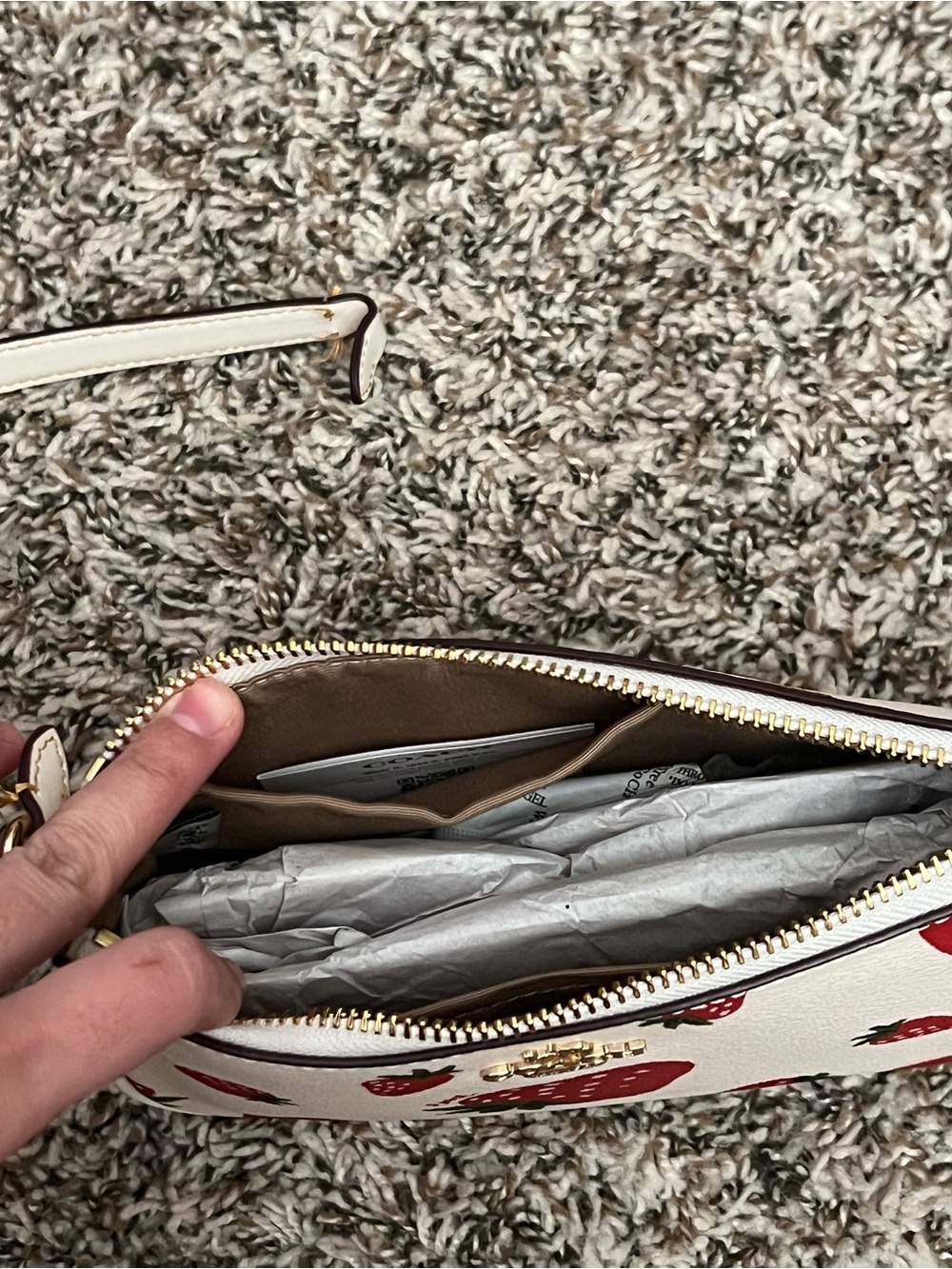 Coach Bag with Red Strawberry Print - Picture 6 of 7